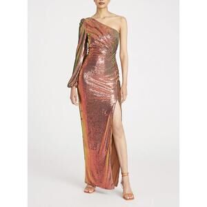 Theia One-Shoulder Sequin Evening Gown Mermaid Dress Size 6
